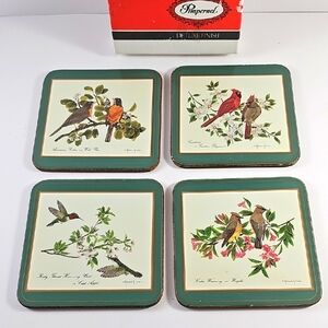 Pimpernel Richard G. Lowe Art Vintage Garden Birds Floral Cork Coasters Set of 4